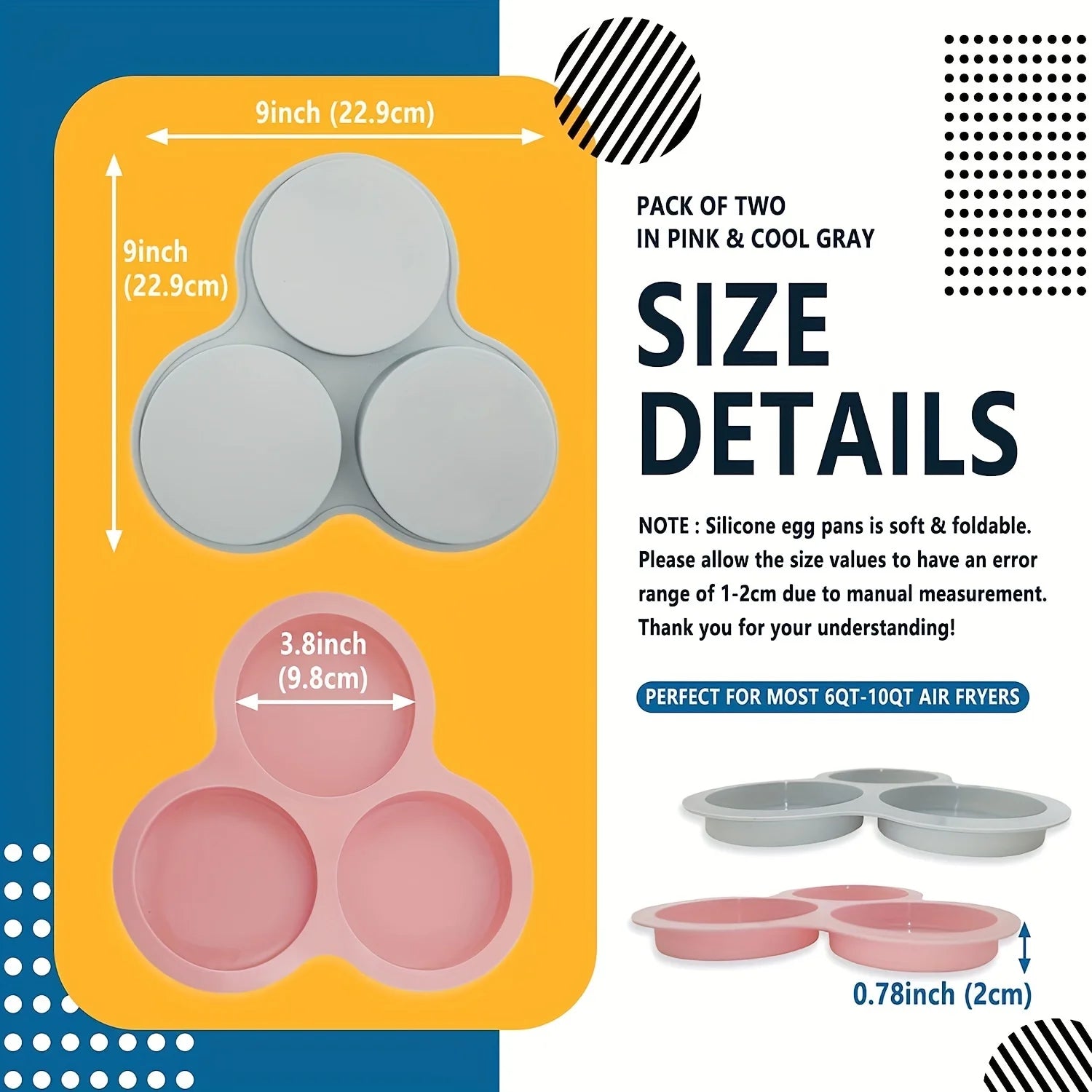 Cavity Air Fryer Egg Mold Silicone Mold for Air Fryer Round Shape Cupcake Nonstick Silicone Muffin Hamburger Pan DIY Cooking