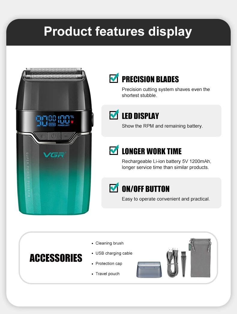 VGR Hair Clipper Professional Hair Cut Machine Face Shaver Barber Clippers Beard Trimmer Metal Trimmer for Men V-003 V-906 V-308