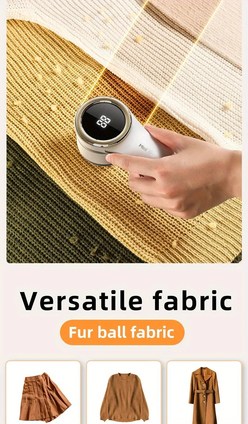 Electric Lint Remover Fabric Shaver LCD Display USB Rechargeable Portable Clothes Fuzz Remover Hair Balls Trimmer for Home
