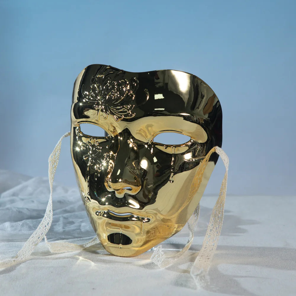 Masquerade Mask Metallic Color  Halloween Mask Full Face  For Women Men Cosplay Masquerade Costume Accessories