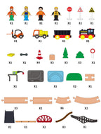55pcs/set Wooden Railway Track Set Electric Train Magnetic Car Diecast Slot Fit All Brand Biro Wood Track Assemble Toy Boy Gift