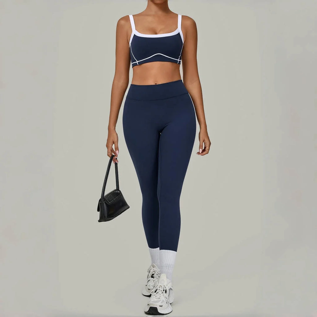 2PCS Women's Yoga Set High Waist Peach Hip Removable Padding Sports Bra Pants Fitness Suit Running Workout Gym Leggings Yoga Set