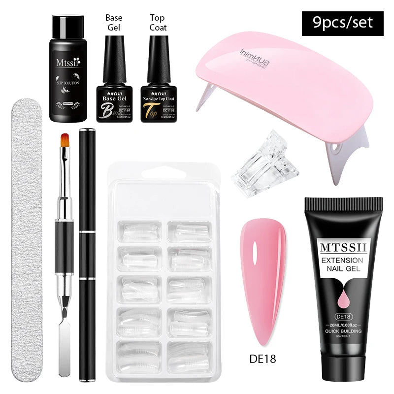 24PCS/Set 20ml Poly Naili Extension Gel  Kit Mini UV Lamp Sealer With Base Top Coat Professional Poly UVNail Gel Kit Starter Kit