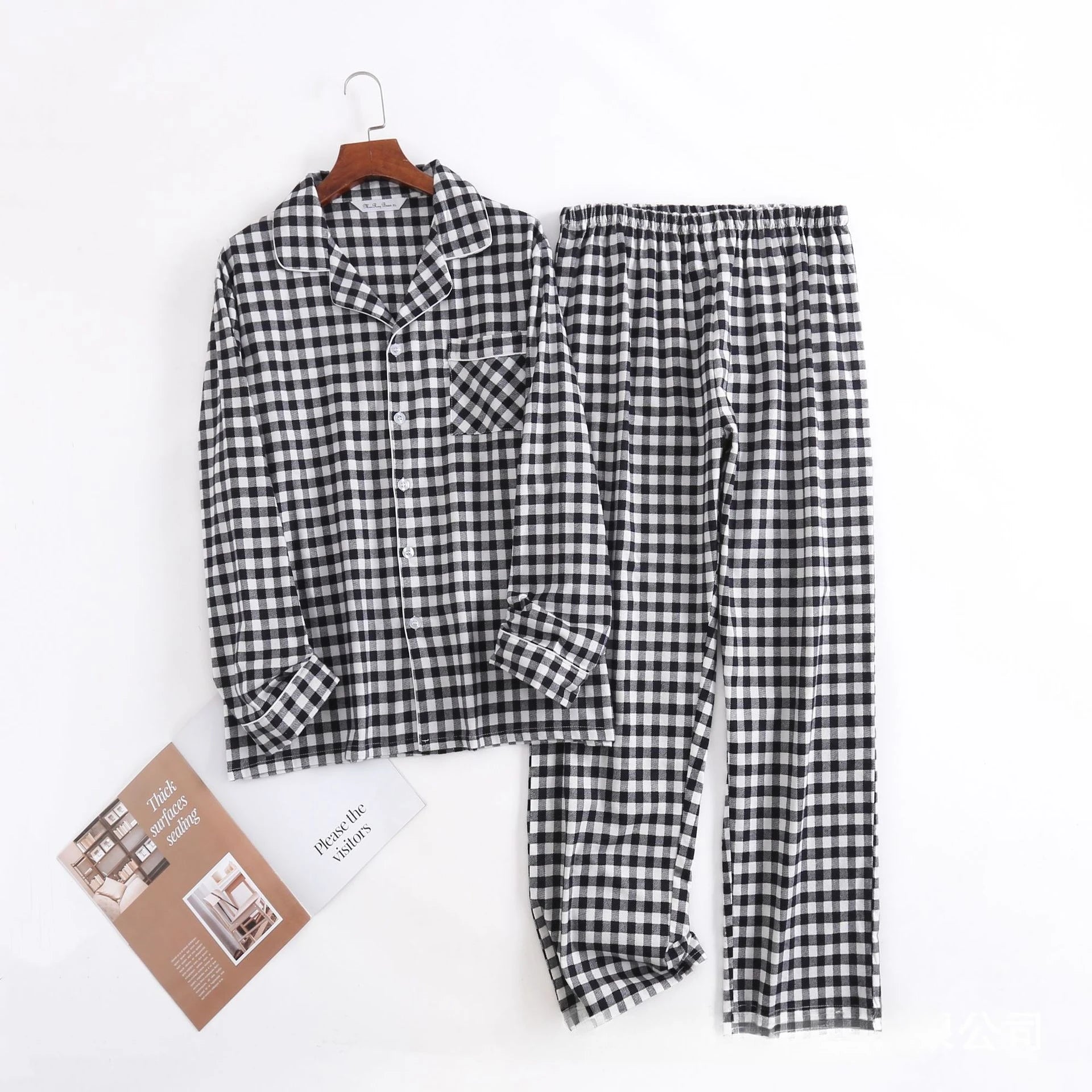 Men's Home Suits Long-sleeved Trousers Suits for Autumn and Winter Pijamas for Men Flannel Plaid Design Pajamas for Men