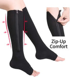 Zipper Compression Socks Men Women Knee Maternity High Socks Anti-Fatigue Stretchy Sox Outdoor Running Hiking Sports Socks