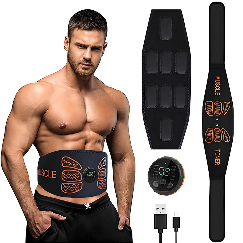 Abdominal Muscle Stimulator Weight Belts Ab Toning Belt Muscle Toner Back Waist Home Fitness Slimming Massager USB Recharge Main image