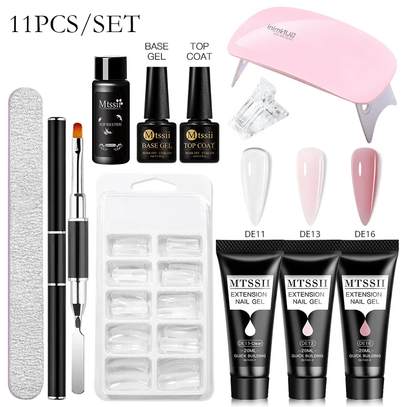 24PCS/Set 20ml Poly Naili Extension Gel  Kit Mini UV Lamp Sealer With Base Top Coat Professional Poly UVNail Gel Kit Starter Kit