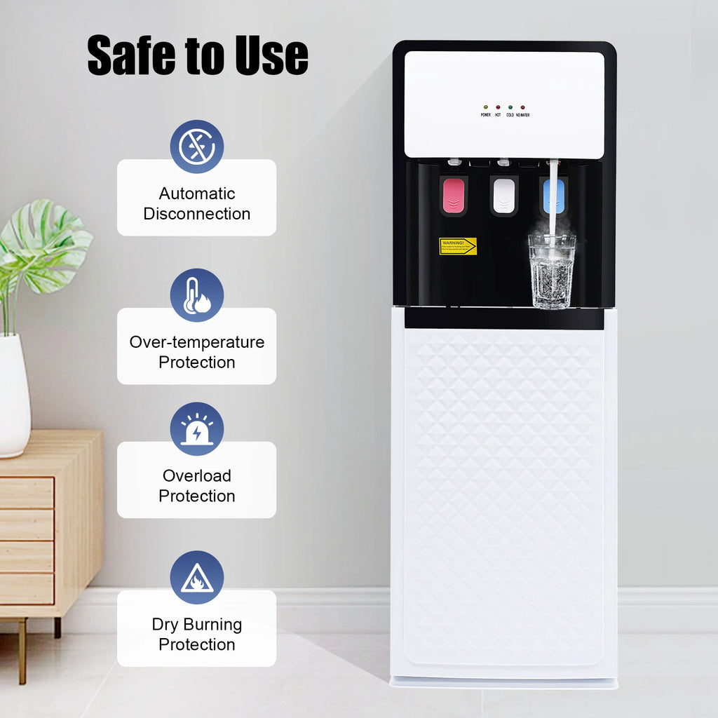 Electric Hot and Cold Water Cooler Dispenser, Versatile Standing Bottom Loading Water Dispenser for Home Office, 110V US/220V EU