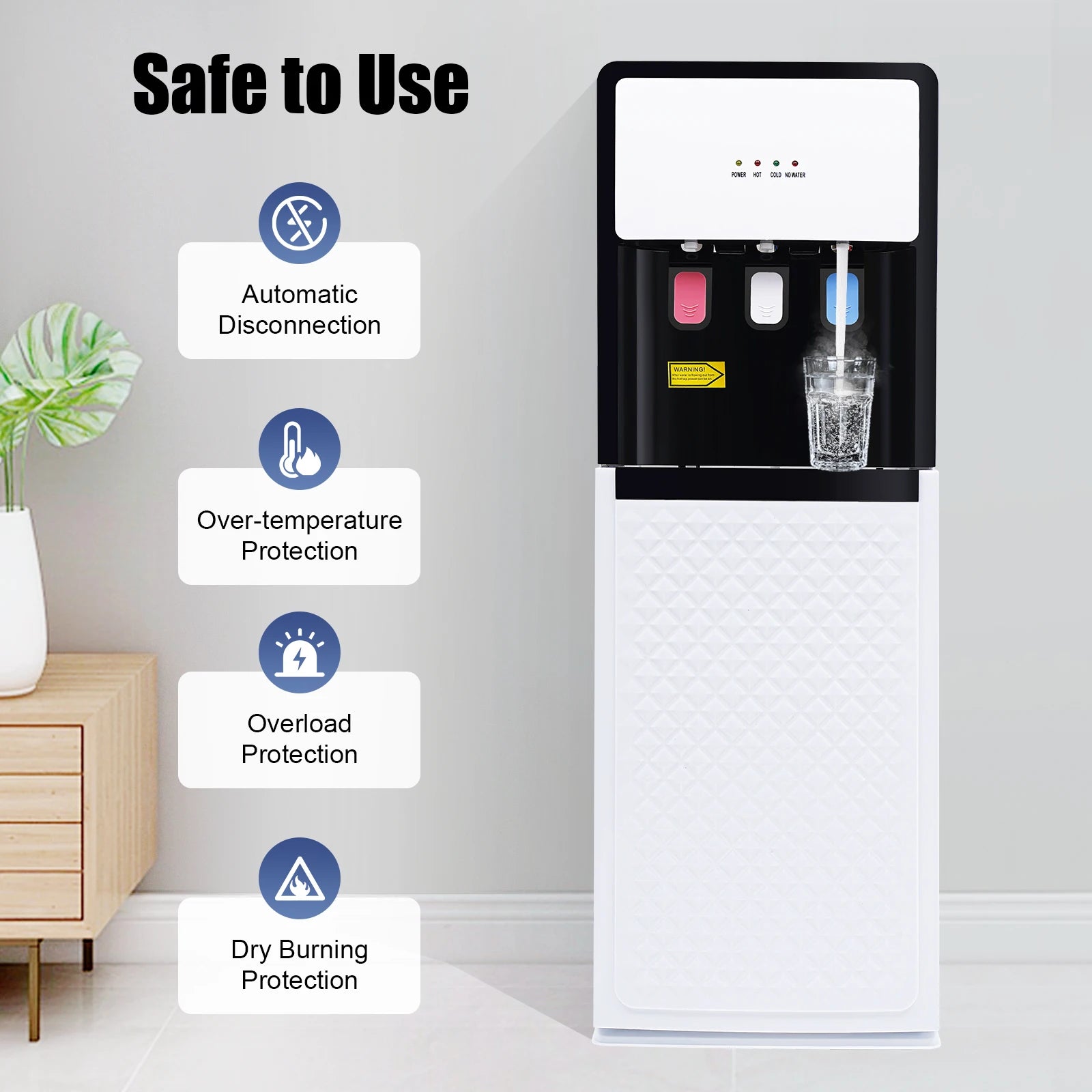 Electric Hot and Cold Water Cooler Dispenser, Versatile Standing Bottom Loading Water Dispenser for Home Office, 110V US/220V EU