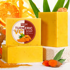 AILKE Natural Turmeric Bath Soap for Face, Body, Hands, Lightening, Cleaning, Even Skin Tone, Anti Dark Spots and Acne, 200g
