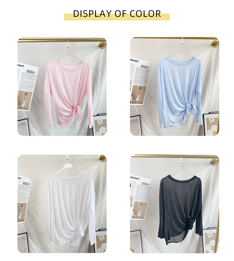 Women's Yoga Shirts Sports Tops Long Sleeve O-neck Breathable Running Shirt Loose Fitness Clothes Gym Sportwear Pilates T-shirts