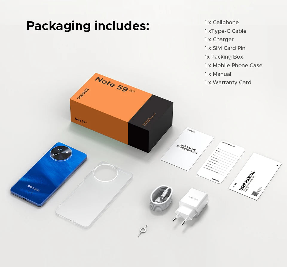 Global Version DOOGEE Note59 Pro+ 5G Smart phone Android 15 6250mAh Battery 6.75'' 120Hz Screen 12GB 512GB AI Camera Cell Phone