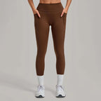 Women's Gym High-waisted High-stretch Yoga Pants with Side Pockets Leggings Workout Running Tights Quick-dry Fitness Trousers