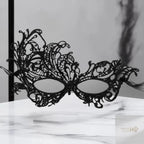 Set of 2, Couple's Elegant Black Lace Masquerade Masks for Costume Parties