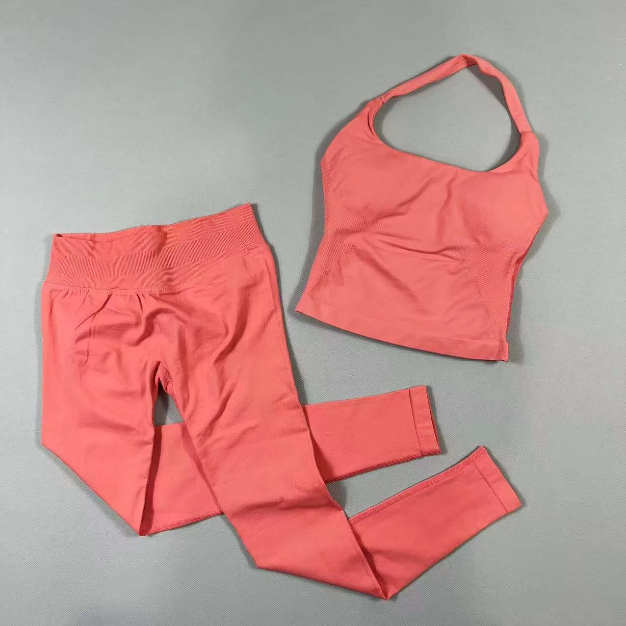 NO LOGO Yoga outfit sports Impact gym set Halter Top and leggings pant sets Backless halterneck High stretch sportswear