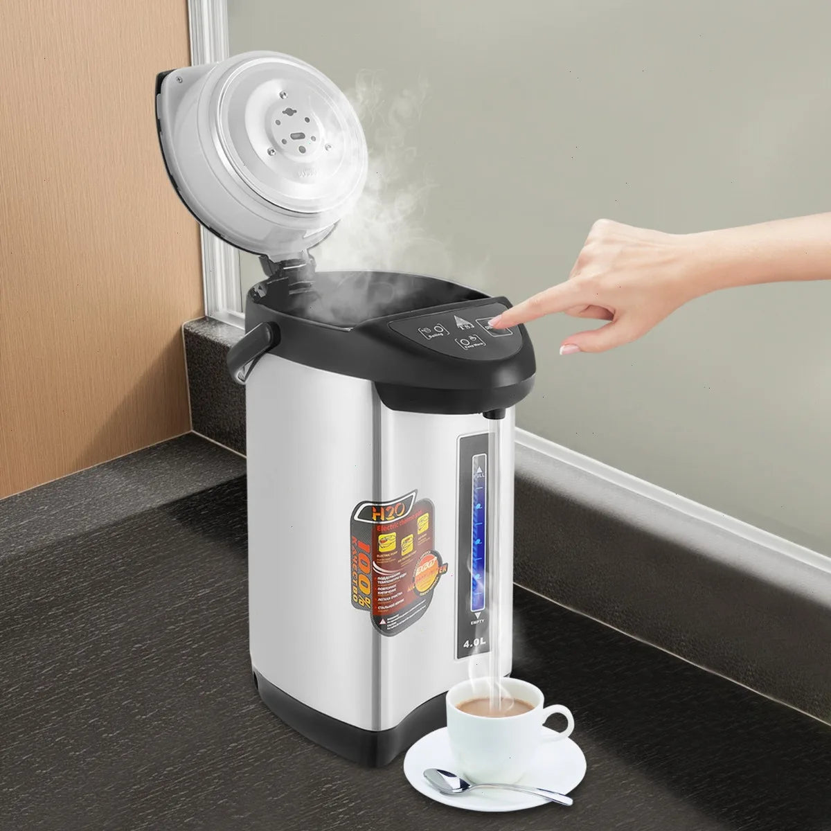 750W Water Heater, Hot Water Dispenser, Electric Kettle 4L Black 220V, Fast Boiling Large Capacity for Home Drinking Water Secondary image