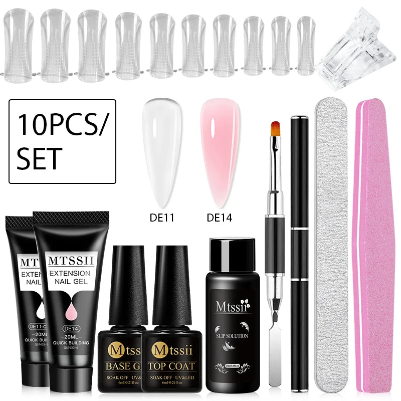 24PCS/Set 20ml Poly Naili Extension Gel  Kit Mini UV Lamp Sealer With Base Top Coat Professional Poly UVNail Gel Kit Starter Kit