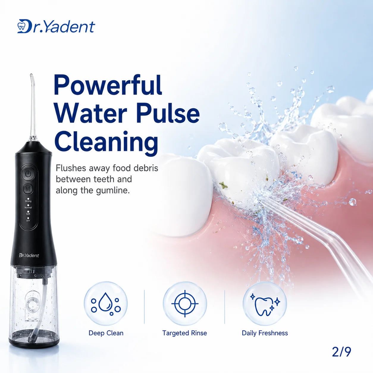 Dr.Yadent YD06 Cordless Oral Irrigator WaterFlosser 300ML Portable Water Jet USB-C Fast Charge 7 Nozzles 4 Modes IPX7 Waterproof Secondary image
