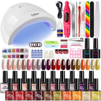 20-Color Nail Art Kit with LED Light Nail File Polishing Machine Glitter Diamond Tools Set for Professional And Home Use