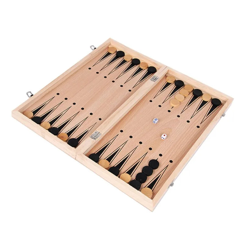 3 in 1 Wooden Chess Backgammon Checkers Travel Games Chess Set Board Draughts Entertainment Christmas Gift