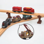 wooden Electric car set Magnetic Electric Train with Little Doll Diecast Slot Toy set Compatible Railway Wood Track Rail Train