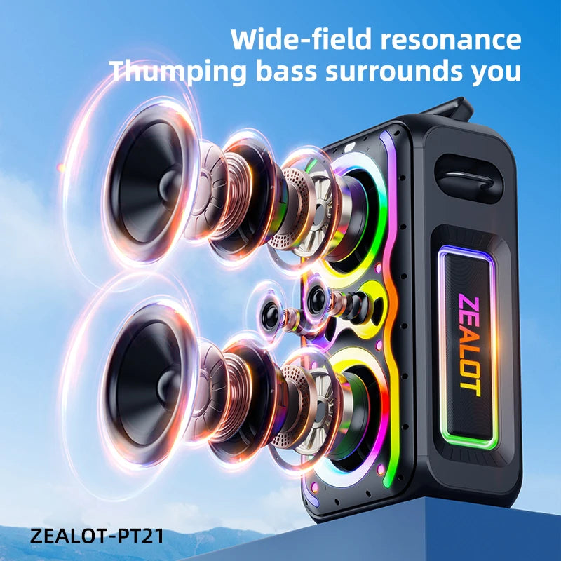 ZEALOT-PT21 200W Wireless Bluetooth Speaker , Portable Outdoor Speakers Loud with Bass Boost, Stereo Pairing, Reverse Charging, Secondary image