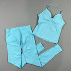 UETEEY Seamless Gym Set Women Tank Tops High Waist Scrunch Yoga Leggings Fitness Clothes Workout Sets Gym Suit Activewear