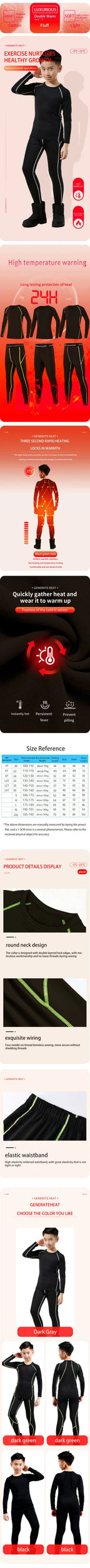 Children's ski quick-dry winter training clothes, lined warm underwear, boys' football tight-fitting base sportswear