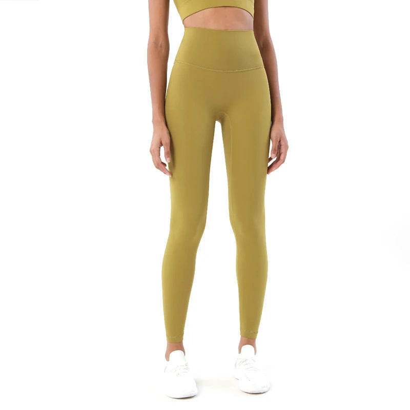 SOISOU Nylon Yoga Pants Gym Leggings Women Girl Fitness Soft Tights High Waist Elastic Breathable No T Line Sports Pants