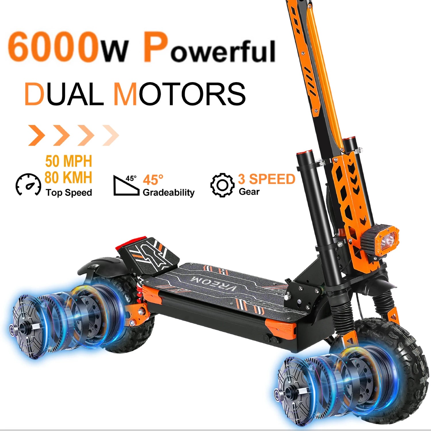 VREOM - VZ37 Electric Scooter-6000W Motor 60V30AH Battery High Power E-Scooter-70km/h Speed 11'' Vacuum Tire-Foldable EScoot Secondary image