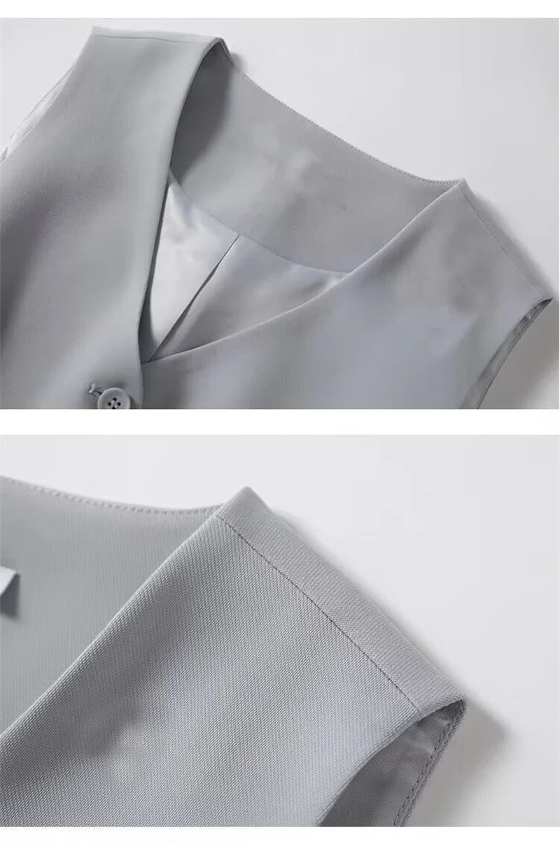 Spring Summer Korean Fashion Vest 2025 New Women Short Fashion V-neck Sleeveless Casual Blazer Waistcoat Coats Female Tops