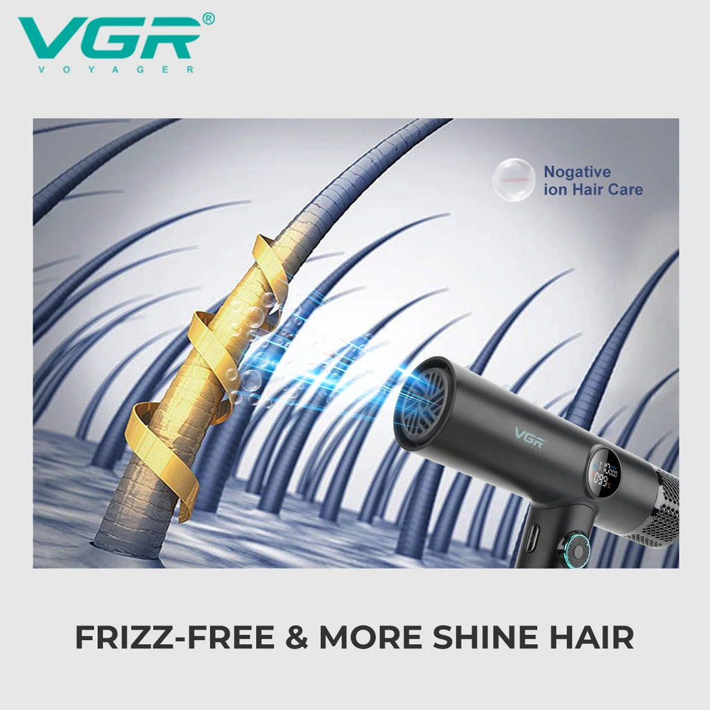 VGR Hair Dryer Professional Hair Dryer BLDC Motor Hair Styling Blow Dryer Machine 110000 RPM Negative Ion Salon Air Blower V-401