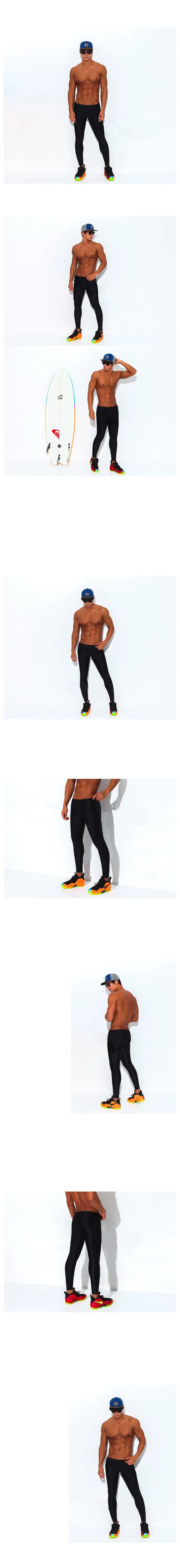 Man Quick drying sun protection pure black letter diving and surfing waterproof female capris nylon hot spring swimming pants
