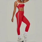 2PCS Women's Yoga Set High Waist Peach Hip Removable Padding Sports Bra Pants Fitness Suit Running Workout Gym Leggings Yoga Set