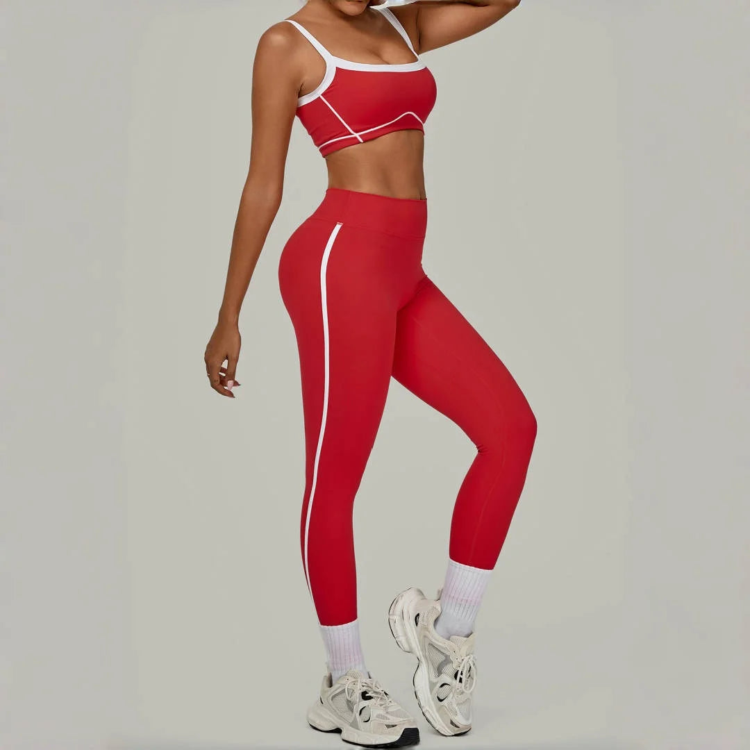 2PCS Women's Yoga Set High Waist Peach Hip Removable Padding Sports Bra Pants Fitness Suit Running Workout Gym Leggings Yoga Set
