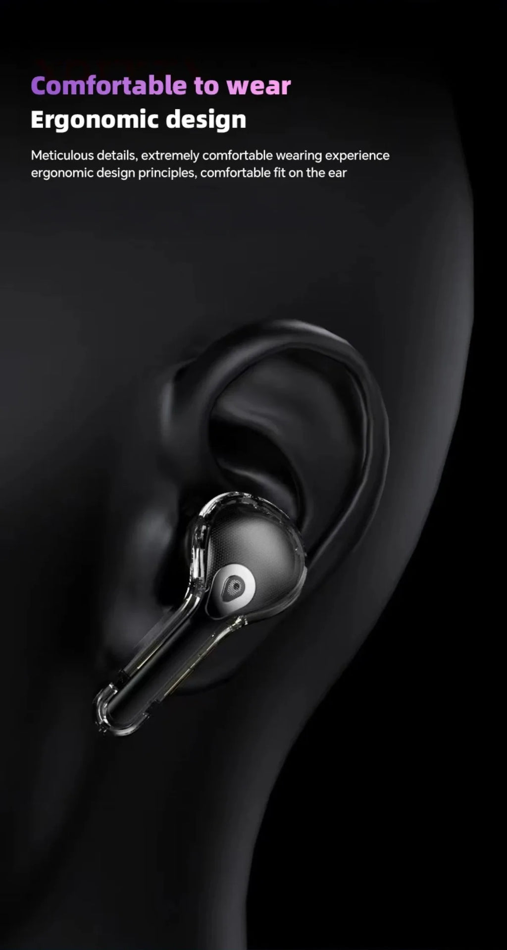 Translation Headphones with Touch Screen Wireless Bluetooth 5.4 Smart  Earphone HiFi Audio High Quality Transparent Case Headset