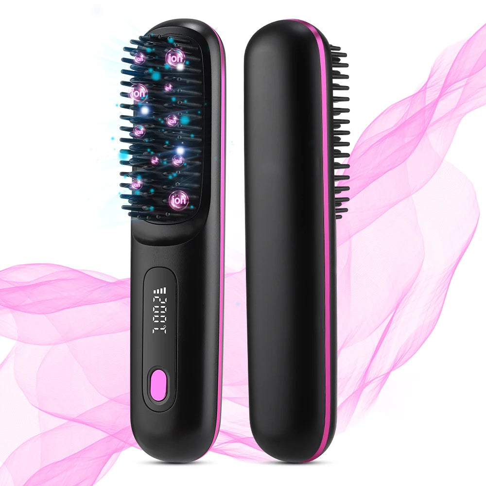Cordless Hair Straightener Brush 3 Temperature Electric Negative Ions Ceramic Anti-Scald Heated Comb Hair Styling Tools Main image