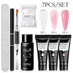 24PCS/Set 20ml Poly Naili Extension Gel  Kit Mini UV Lamp Sealer With Base Top Coat Professional Poly UVNail Gel Kit Starter Kit