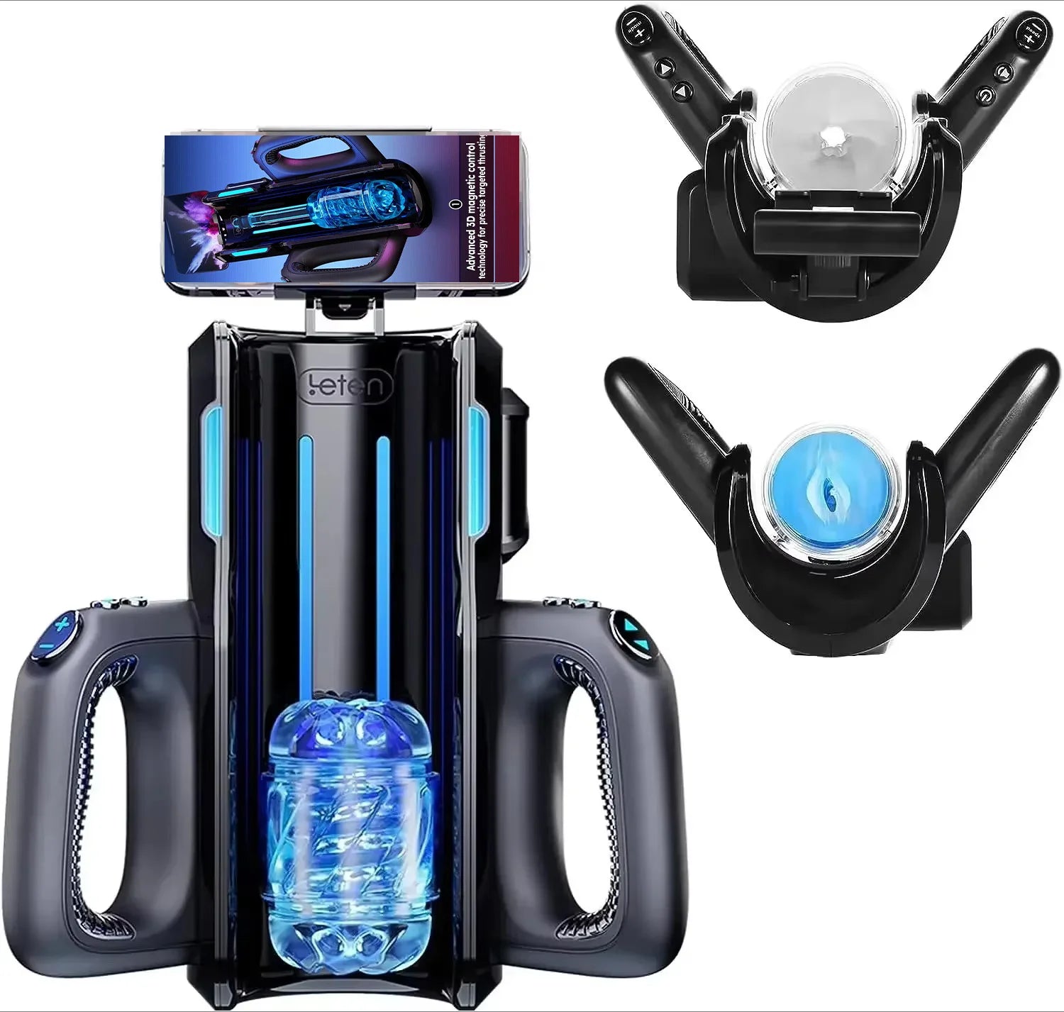 Dual Handles Leten King Sex Machine Electric Thrusting Male Masturbator Orgasm Adult Toys 2 Soft Sleeve Voice Penis Stimulator Main image