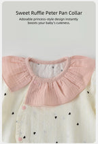 Baby Girls Summer Cute Heart Print Romper Ruffle Collar Infant Onesies Cotton 0-24M Newborn Comfort Jumpsuit Outfit