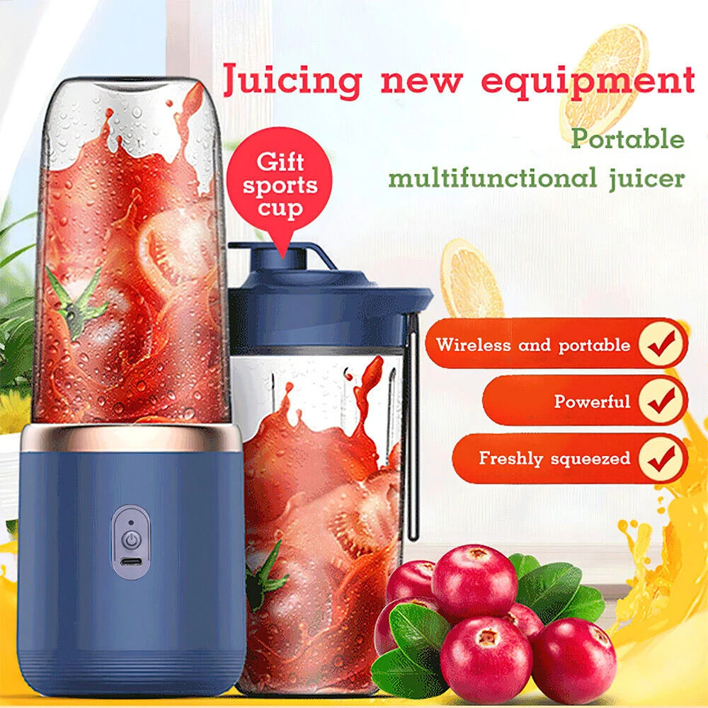 400ml Mini Blender 6 Blades, Portable Smoothie Maker with 21000 RPM, USB Rechargeable, Multifunctional Juicer Cup for Milkshake
