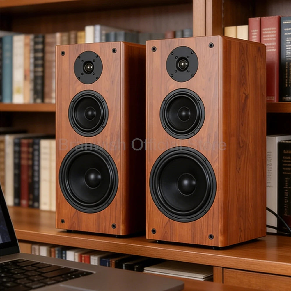 High Power Passive Speakers 8 Inch Floor Standing 3 Way Home Audio System 90dB Sensitivity Wooden Hifi Speakers A Pair