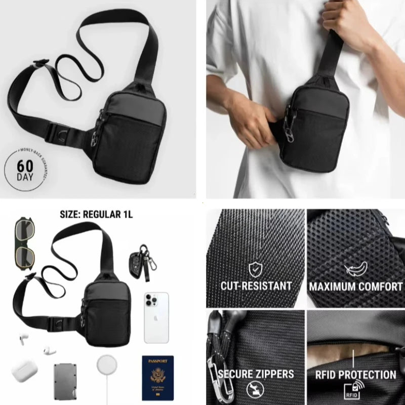 Mini Crossbody Bag for Men with Stainless Steel Lock RFID Anti-Theft Mobile Phone Single Shoulder Bag handbags Fashionable 2026 Main image