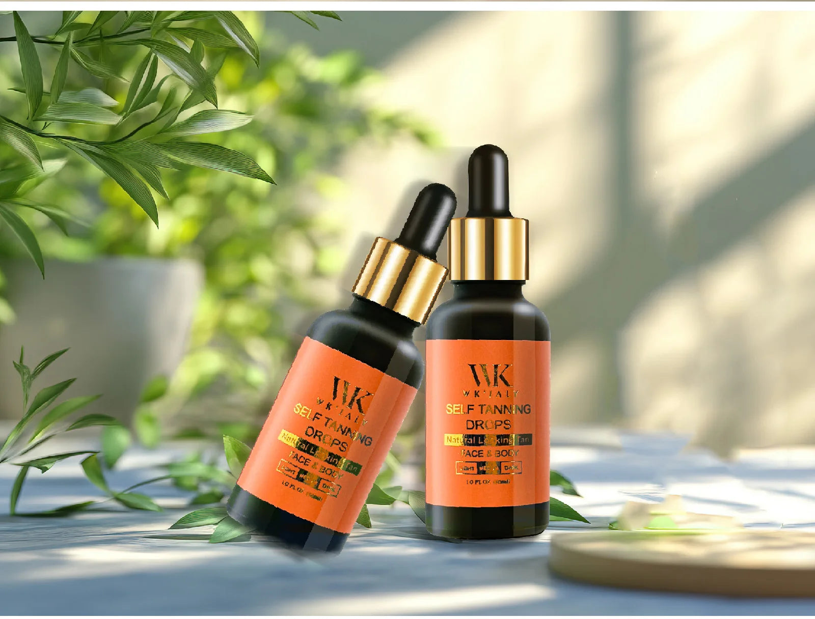WK JALY Medium Self Tan Drops, Natural Glow Sun Bronzing Drops, Sunless Tanning for Face, Body, Add to Skin Care for Custom Tan