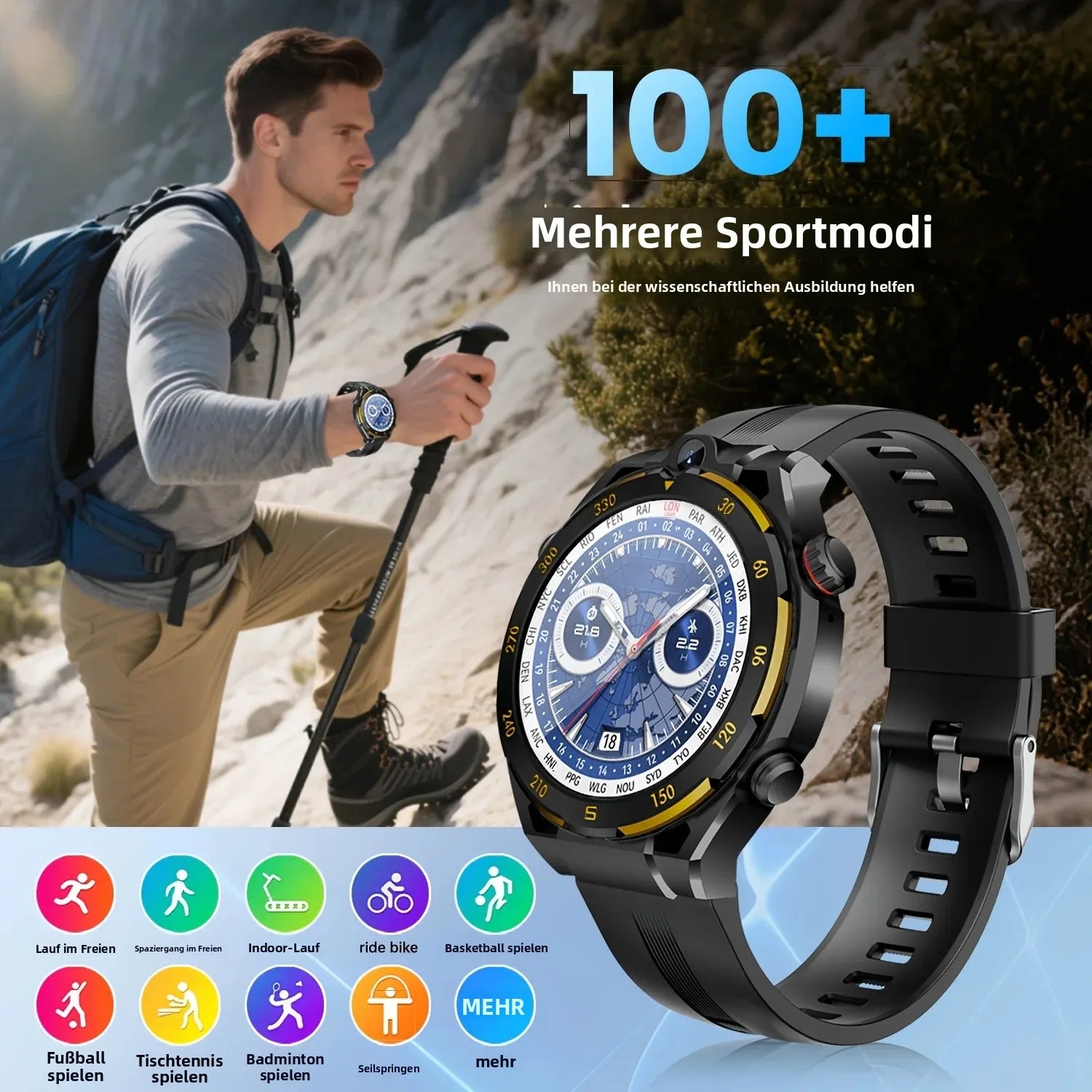 2026 New Smartwatch, Wireless Call, AI Voice, 40+ Sports Modes, Outdoor Fitness, Long Battery, Music & Message Alert, Unisex Gif Secondary image