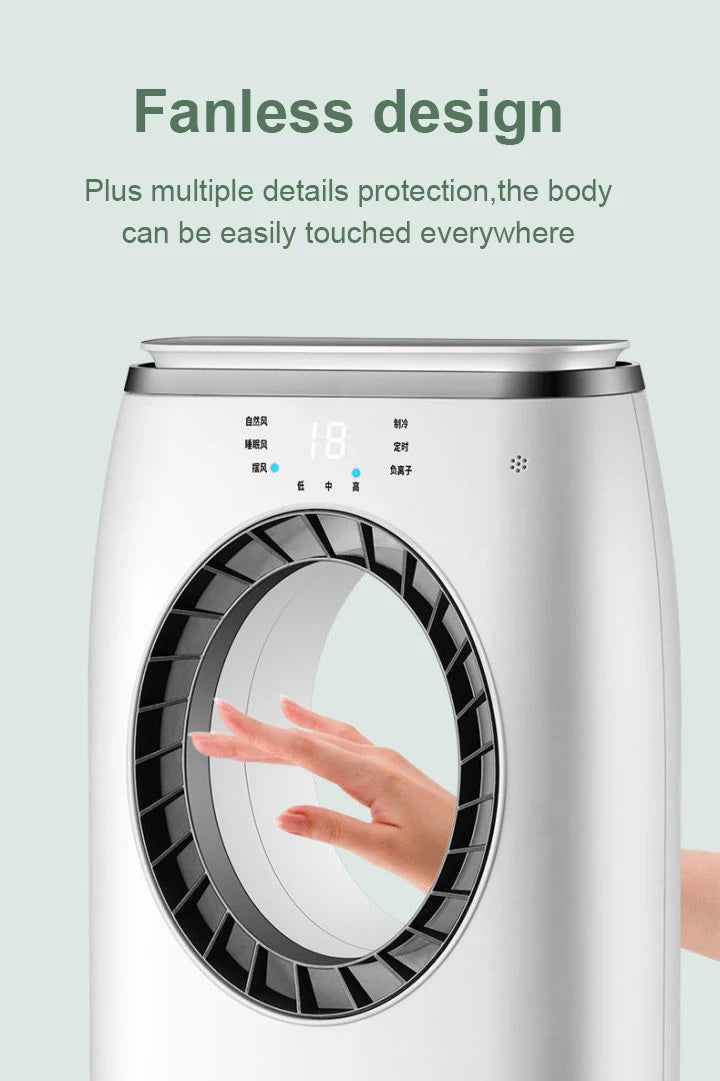Water-Cooled Air Conditioning Fan Chiller Leafless Electric Refrigeration Cooling Remote Timer Humidifier Conditioner Cooler  EU