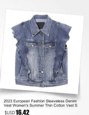 Fashion Denim Vest Women's Cropped Spring Summer Sleeveless Tops Short Jackets Waistcoat Top Outerwear Jean Cowboy Female