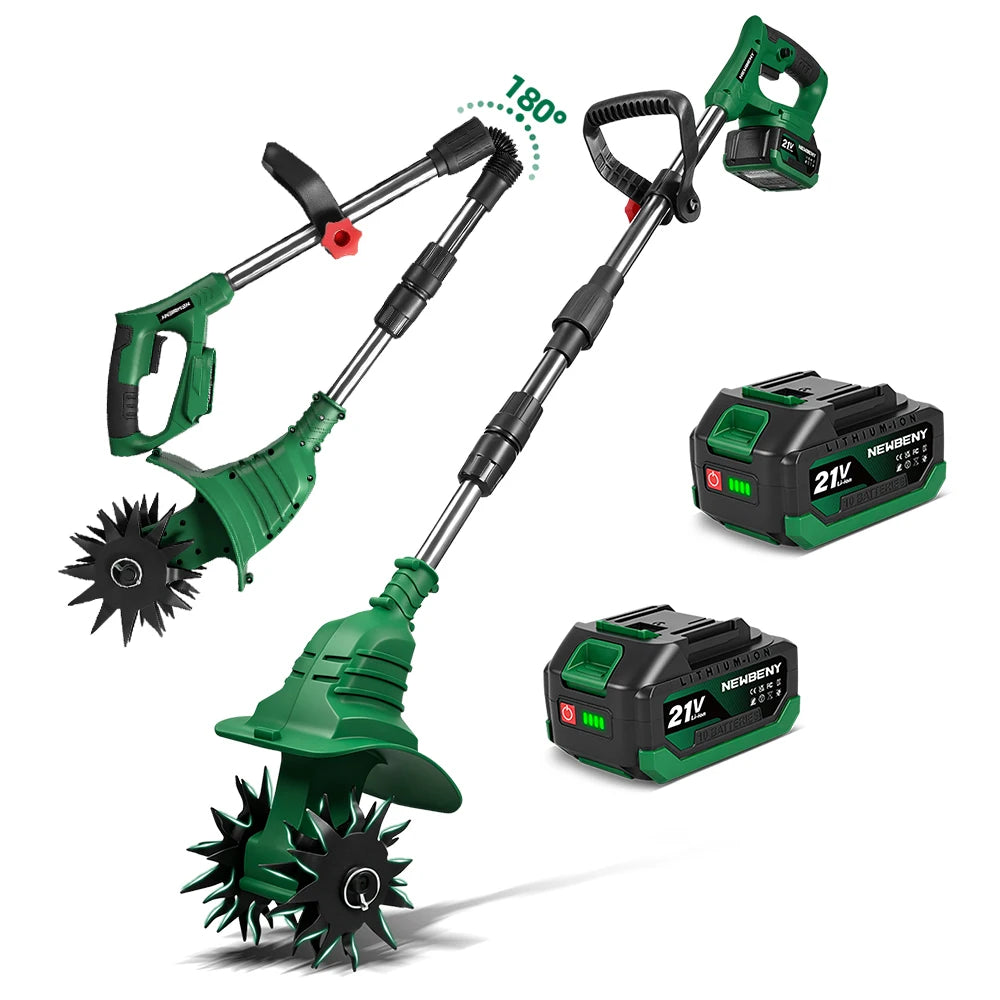 NewBeny Electric Garden Tiller Cultivator Scarifier Foldable Rototiller Soil Loosener Garden Tool