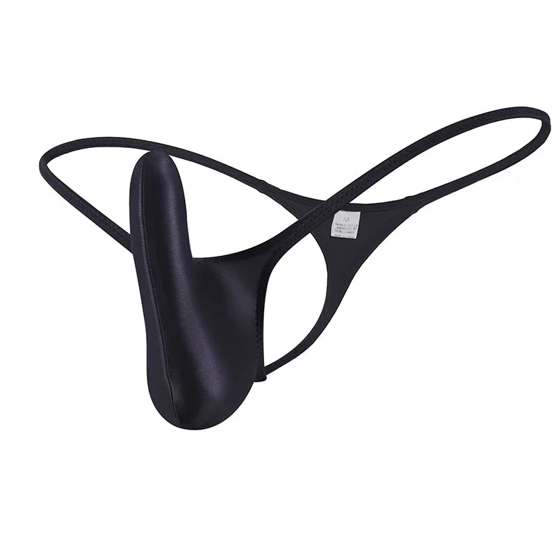 YAULAANG Sexy men's gloss gay underwear oily G-Strings thong Shiny low-waisted High Elasticity mens lingerie