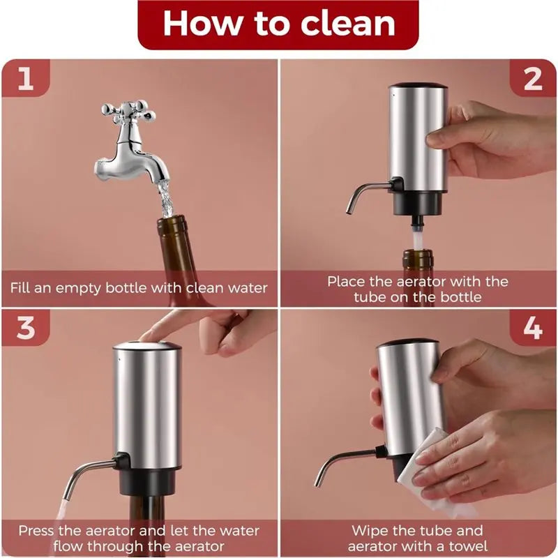 ASWUT-Electric Wine Dispenser, Touchless Automatic Beverage Pourer, Rechargeable Wine Pourer With Lockable Wine Stopper